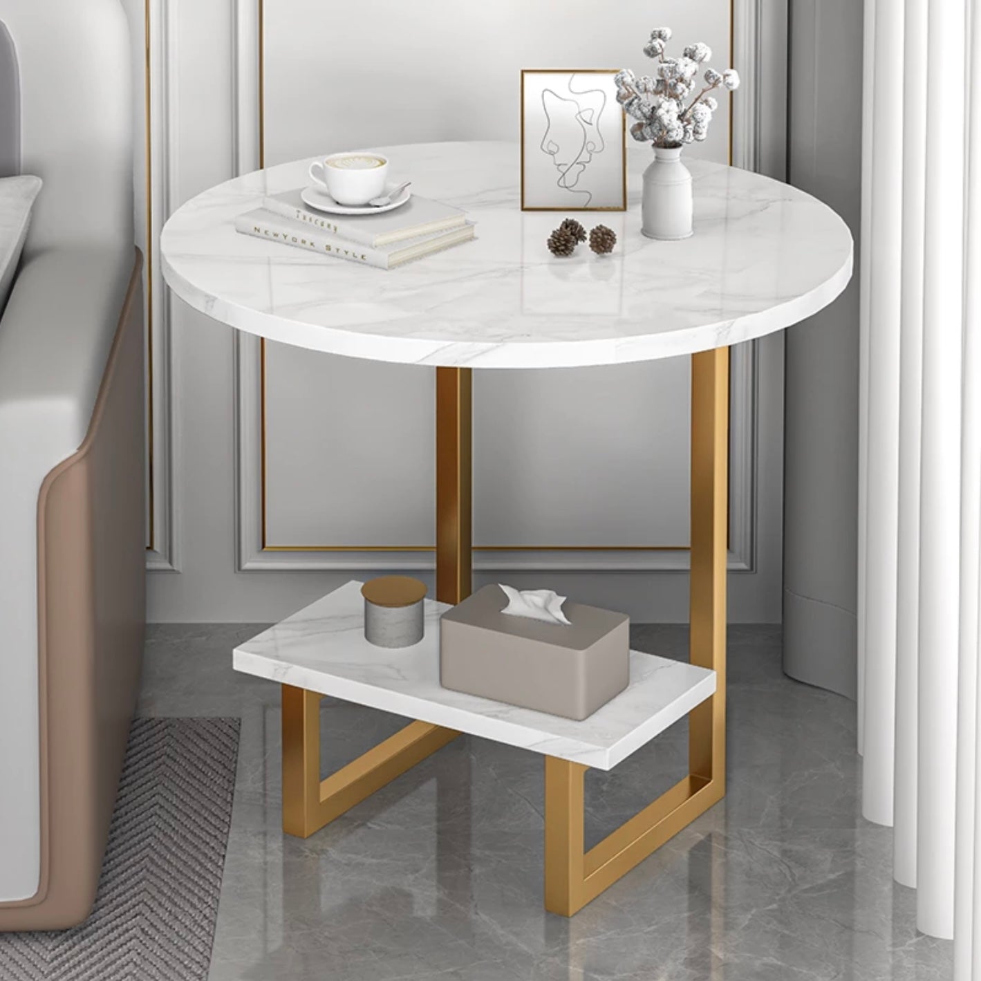 White Marble Side Table